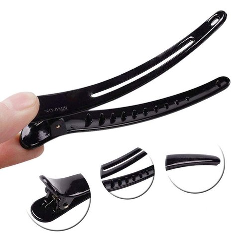 Fodattm 12PCS Professional Hairdressing Salon Duckbill Clip Plastic Non Slip Alligator Hairpin Simple Hairgrip Hair Clip Hair Barrettes for Hair Styling and Sectioning (Length -1.9in, Black)