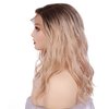 Onedor 20Inch Kanekalon Futura Synthetic Hair 130% Density Wavy Lace Front Long Wigs (Light Brown Evenly Blended with Dark Natural Blonde-RL12/16)