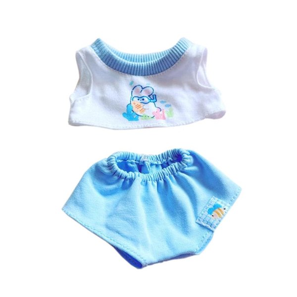 niannyyhouse 20cm Plush Doll Clothes Short Vest T-Shirt Pants 8in Soft Stuffed Plush Toy Dress Up Accessories (Blue)