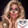Halloween Face Jewels Temporary Tattoos Skull Horror Ghost Gems Rhinestone Fake Tattoos Acrylic Eyeshadow for Cosplay Party Supplies Day of the Dead Face Stickers 3 Sheet