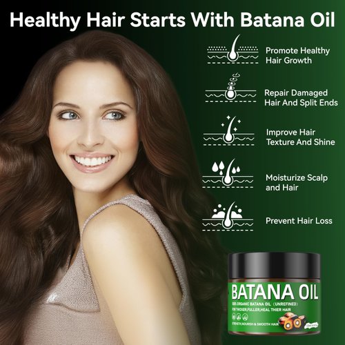 Raw Batana Oil for Hair Growth,2 Pack 100% Natural Batana Oil Dr. Sebi Organic & Pure Unrefined Hair Oil for Prevent Hair Loss, Enhances Hair Thickness, Repairs Damaged Hair, Moisturize Scalp