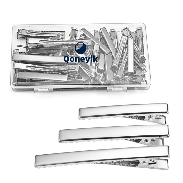 45Pcs Alligator Hair Clips for Hair Bows, Metal Hairdresser Clips for Bow Making Crafts,3 sizes, Silver Hair Curl Clips for Hair Roller, Salon Hair Grip, DIY Accessories Hairpins with Case