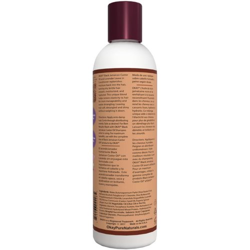 Okay Black Jamaican Castor Oil and Leave-In Conditioner For All Hair Types, White, Lavender, 8 Ounce