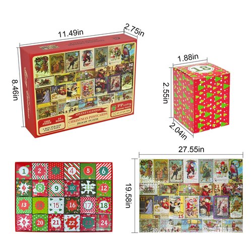 Christmas Advent Calendar Puzzle for Adult, Christmas Countdown Calendar 2024 Jigsaw Puzzle, Holiday Santa Puzzle for Adult 1000 Piece