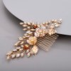 BERYUAN Bridal Hair Comb for Bride Leaf Flower Hair Comb Cute Elegant Dainty Pretty Beautiful Golden Vintage Comb for Hair