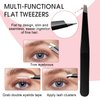 Miuffue Lash Applicator Tool DIY Eyelash Applicator Stainless Steel Curved Eyelash Tweezers for Cluster Lashes (Black(4pcs))