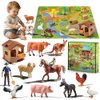 SOUMEL Farm Aniaml Toys for Toddlers 3-5-7 Kids, 24 Realistic Animal Figures Including A Stable and Props, Play Mat, Zootopia Toy Animals Figurines, Playset for Boys and Girls Birthday Gift