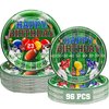 Yavxzvbw 96Pcs Football Party Plates - Green, Modern, Geometric Cartoon Design - Disposable, Not Reusable - Dinner Plates for Football Party Supplies