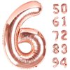 Rose Gold 6 Balloon, Number Balloons 40 Inch, 6th Balloons for Birthday Decorations, Rose Gold Party Supplies 6 Birthday Balloon, Number 6 Balloon