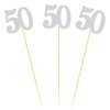12PCS 50th Birthday Centerpiece Sticks Glitter Number 50 Table Centerpieces Flower Toppers for Anniversary Reunion and Party Decorations Silver