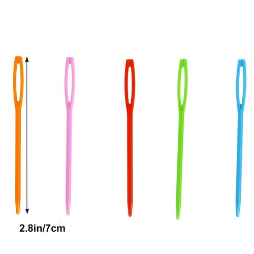 100 Pieces Colorful Plastic Sewing Needles, 7CM Length, Large Eye 2mm x 15 mm, Blunt Needles, Learning Needles, Plastic Yarn Needles, Safety Lacing Needles, Safety Needles for Kids, Darning Needles