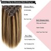 Loxxy New Version Thick Hair Extensions Clip in Human Hair Full Head Chocolate Brown Mixed with Light Golden Brown P#4/12 Silky Straight Glam Seamless Clip in Hair Extensions 7pcs 18 Inch 120g