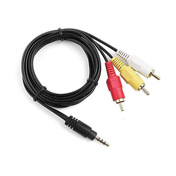 Yustda Worldwide AV A/V 3.5mm Mini Plug to 3 RCA Audio Video Cable Cord Lead for Sunkey SK-480 Comb Indoor Antenna Converter Box, SK-007 Portable Digital ATSC TV LCD Screen