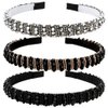 ANBALA Beaded Headbands for Women Girls Crystal Dressy Headbands Rhinestone Headband for Women Diamond Thin Headbands for Girls Hair Bling Sparkly Headband for Women (Black Silver Gold)