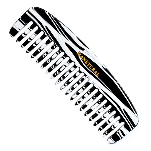MANETURAL 12BX Wide Tooth Hair Comb - 4.7" Acetate comb for Women, Comb for wavy/Curly Hair,Long/Short Hair Women or Kids, Mens Grooming Beard Care Combs for Men Styling,Handmade (1 PACK, zebra)