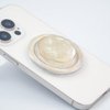 Cute Natural Abalone Shell Round Design Foldable Phone Handle, Phone Accessory for Smartphones or Tablets (Magnetic, White Abalone Shell)