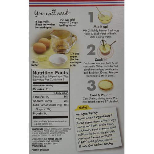 Dr Oetker Pie Filling Lemon, 7.5 oz