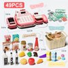 STACTCUTE 49PCS Pretend Play Cash Register Toy Set for Kids with Real Calculator,Scanner,Microphone,Conveyor Belt,Weighing Tool,Cashier Playset Realistic Gift for Toddler Kid Ages 3 4 5 6 7 8（Pink）