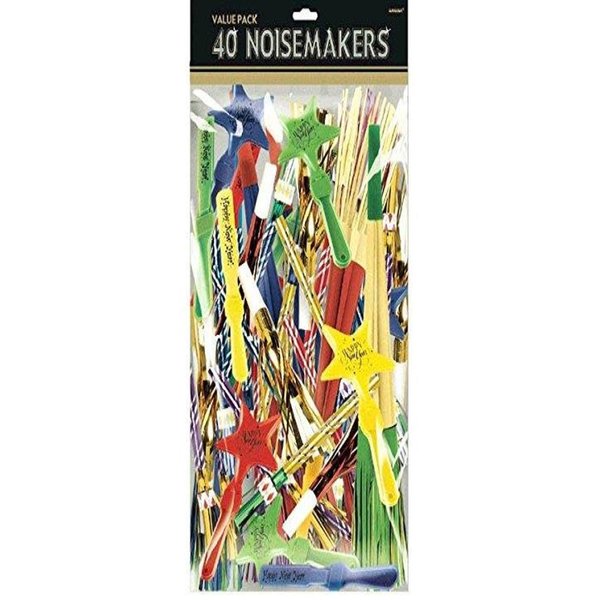 Amscan Fun Filled New Year Party Assorted Noisemakers Value Pack (40 Piece), 15" x 9 1/2", Multicolor