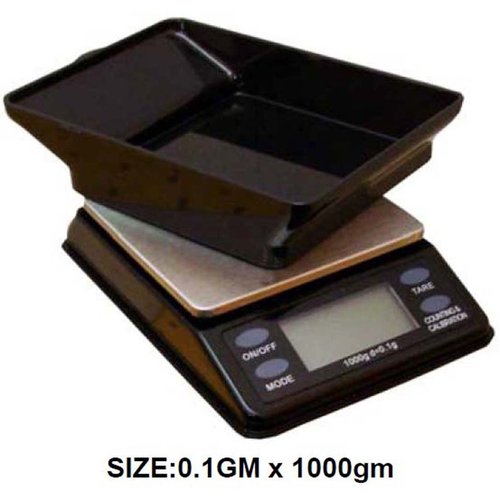 PRECISE Mini Bench Scale with Scoop-Type Lid/Tray | 4.25" x 3" x 0.5" | Stainless Steel Platform | Blue Backlit LCD Display | 6 Weighing Modes | Auto-Off Function