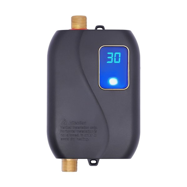 Electric Water Heater-110V Small Instant Hot Water Heater,Under Sink Plug in Tankless Water Heater on Demand with LCD Digital Display for Kitchen Sink Faucet (Black)
