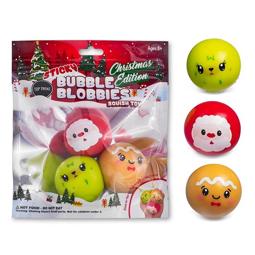 Top Trenz Sticky Bubble Blobbies - Squishy Fidget Toys for Kids. Cool Pack of Glow Toy for Boys & Girls. Small Sensory Ball For Stress Relief. Classroom Fidget Toy, Party Favors & Prizes.(XMAS 2 pack)