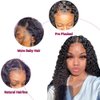 Josblue Deep Wave Lace Closure Wigs Human Hair Glueless Deep Curly Wave Lace Front Human Hair Wigs for Black Women with Baby Hair 150% Density(Natural Color, 18 Inch)