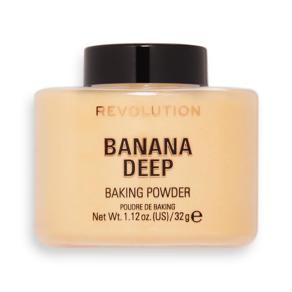 Revolution Beauty, Loose Baking Powder, Makeup Setting Powder, Long Lasting Coverage, Mattifies & Reduces Shine, Banana Deep, 1.13 Oz