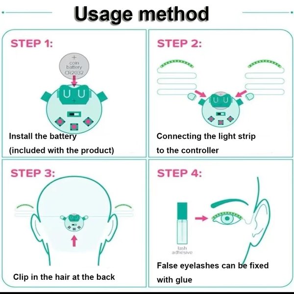 ZCLYHT LED Luminous Eyelash Lamp, Flashing Fake Eyelash Night Lights, False Eyelashes Non Grafting Halloween 6 Colors to Choose From (Purple)