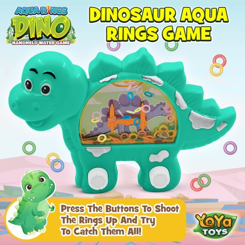 YoYa Toys Aqua Rings Dinosaur Handheld Game for Kids - Retro Toys Nostalgic Car Activities for Kids - Portable Road Trip Toys and Calming Travel Games - Great Dinosaur Toys Gift and Party Favors