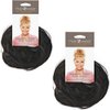 Christie Brinkey Hair Wrap (Pair of 2) - Color HT6 Dark Brown - Natural Tone6" Shoulder Length Official Heat Friendly Synthetic Textured Hairpiece Fun Bun Chignon Pedazo Envoltura de cabello