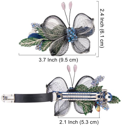 Sinide Womens Hair Barrettes Copper Wire Bride Hair Clips Butterfly Wedding Head Piece Flower Hair Jaw Clamp Hairpin Crystal Hair Accessories for Women and Girls (2 Pack)