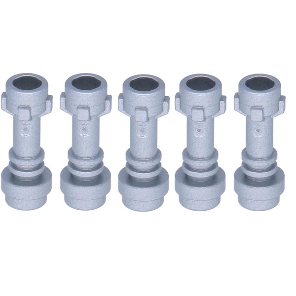 LEGO Accessories: 5 x Lightsaber Hilt Straight Metallic Silver - Minifig Weapon