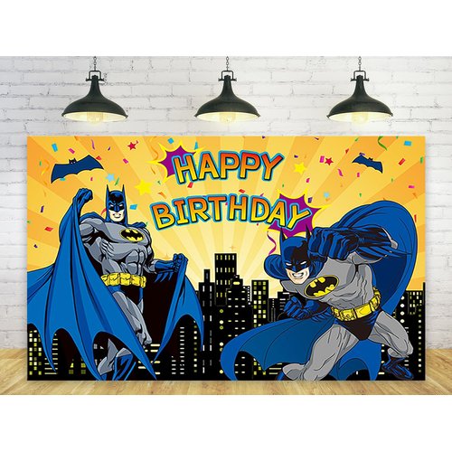 Hero Backdrop for Birthday Party Decorations Yellow Background for Party Cake Table Decorations Superhero Theme Banner 5x3ft