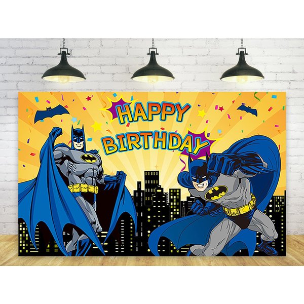 Hero Backdrop for Birthday Party Decorations Yellow Background for Party Cake Table Decorations Superhero Theme Banner 5x3ft