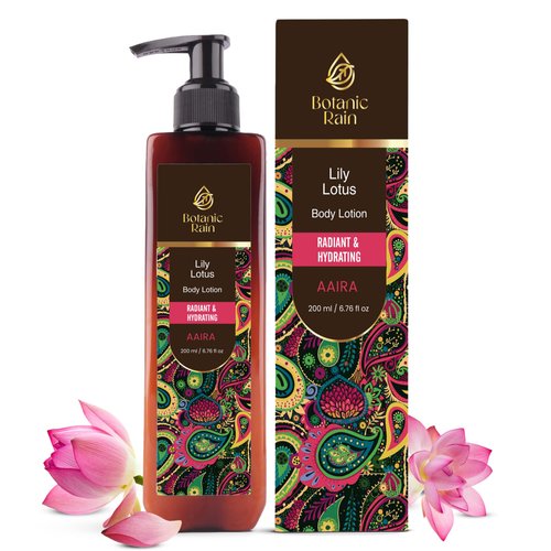 Botanic Rain Organic Body Lotion With Lily & Lotus - Body Lotion For Crepey Skin, Body Lotion For Women, Natural, Vegan and Ayurveda Products - 6.76 fl oz