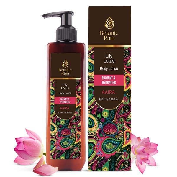 Botanic Rain Organic Body Lotion With Lily & Lotus - Body Lotion For Crepey Skin, Body Lotion For Women, Natural, Vegan and Ayurveda Products - 6.76 fl oz