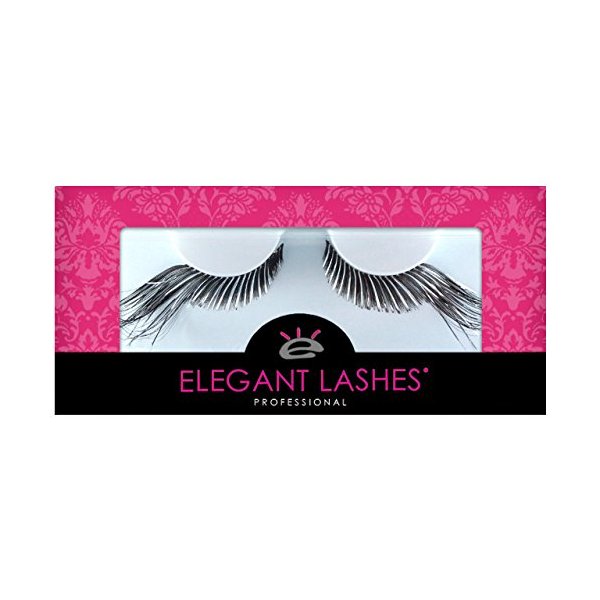 Elegant Lashes C194 Premium Color False Eyelashes | Black and Silver Metallic Mix Party Eyelash with Extra-Long Accent Ends) for Halloween Dance Rave Costume