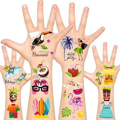Luau Party Supplies,Temporary Tattoos Hawaiian Party Decorations,120pcs Tattoos Party Carnival Birthday Party Favors Games for Women Men Boys Girls Kids Adults