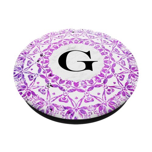 Cell Phone Pop Up Grip Holder,Monogram Mandala White Pink G PopSockets Grip and Stand for Phones and Tablets