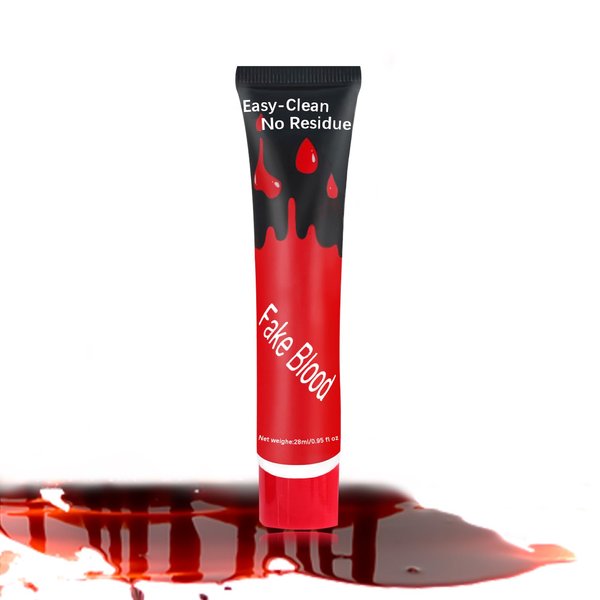 1PCS Halloween Fake Blood Makeup Stage Blood Liquid Fake Blood Washable for Clothes Halloween Zombie Vampire SFX Special Effects Makeup (0.95oz)