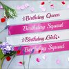 LXYXUUN 10 PCS Birthday Sashes Kit, Hot Pink Birthday Girl Sash and 9 Pcs Birthday Squad Sashes for Girl or Women Funny Birthday Party Favors Decorations