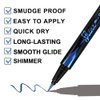 evpct 2Pcs Metallic Royal Blue & Green Glitter Glittering Diamond Liquid Eyeliner Eye Makeup Pencil Set, Sparkle Shimmer Colored Eyeliner Pen Waterproof Smudge Proof Long Lasting High Pigmented