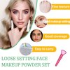 Loose Setting Face Makeup Powder Set,Lightweight Silky Mineral Loose Setting Powder Set with Makeup Brush & Foundation Face Makeup Puffs Set for Women（3PCS）