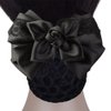 Women Bowknot Snood Net Barrette Hair Clip Bun Cover Hairnet Satin Bow Barrette French Hair Clips Ribbon Flower Hair Accessories for Stewardess Banks Hotels Restaurant Staff (Black)