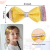 Back To School Pencil Hair Bow Clips, Sparkly First Day of School Hair Clip Leather Pencil Hair Bow Graduation and School Season Hair Accessories for Girls, Yellow