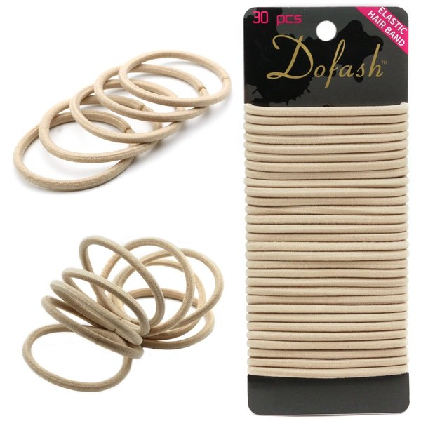 Dofash 30 PCS Hyper Elastic Hair Ties Ponytail Holders Beige Hair Bands Blonde Hair Ties Hair Bands for Women's Hair (Blonde)