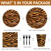 Xenorik Tiger Print Birthday Plates And Napkins Party Supplies, Animal Tiger Print Party Decorations Tableware, Plate, Cup, Napkin, Fork, Safari Jungle Tiger Texture Theme Table Decorations | Serve 24