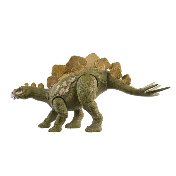 Mattel Jurassic World Wild Roar Dinosaur Toy with Sound & Attack Move, Hesperosaurus Posable Action Figure Includes Digital Play, 11 inches Long