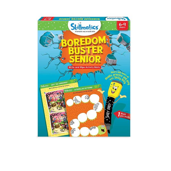 Skillmatics Educational Game: Boredom Buster Senior (6-9 Years) | Erasable and Reusable Activity Mats | Travel Friendly Toy with Dry Erase Marker | Fun Learning Game for Boys and Girls